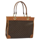 CELINE Macadam Canvas Hand Bag PVC Leather Brown Gold Auth 122440-1