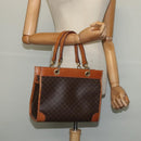CELINE Macadam Canvas Hand Bag PVC Leather Brown Gold Auth 122440-20