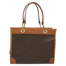 CELINE Macadam Canvas Hand Bag PVC Leather Brown Gold Auth 122440-13