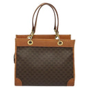 CELINE Macadam Canvas Hand Bag PVC Leather Brown Gold Auth 122440-2