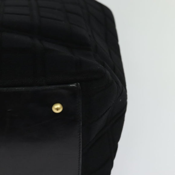 CHANEL Chain Tote Bag Cotton Black Gold CC Auth 122490