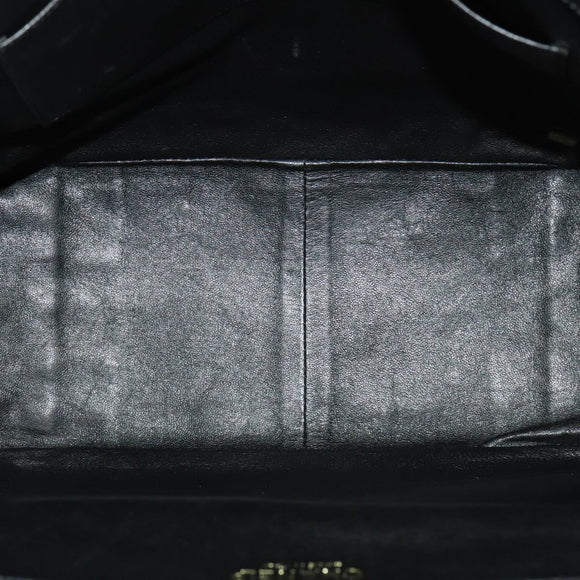 CHANEL Chain Tote Bag Cotton Black Gold CC Auth 122490