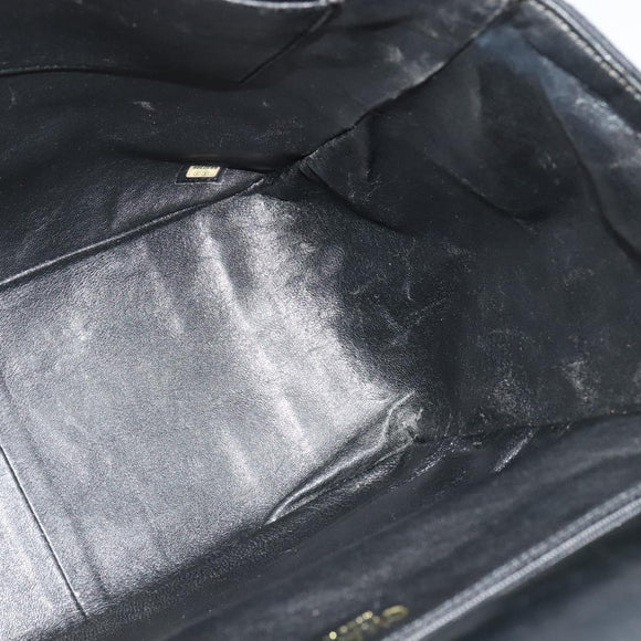 CHANEL Chain Tote Bag Cotton Black Gold CC Auth 122490