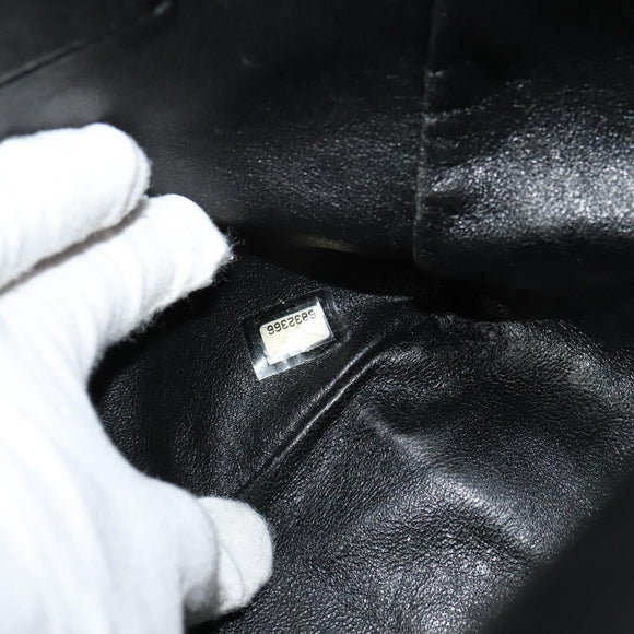 CHANEL Chain Tote Bag Cotton Black Gold CC Auth 122490