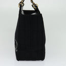 CHANEL Chain Tote Bag Cotton Black Gold CC Auth 122490-4
