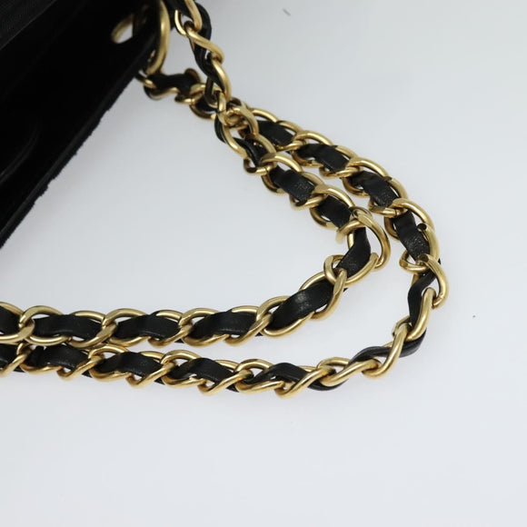 CHANEL Chain Tote Bag Cotton Black Gold CC Auth 122490