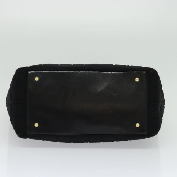 CHANEL Chain Tote Bag Cotton Black Gold CC Auth 122490