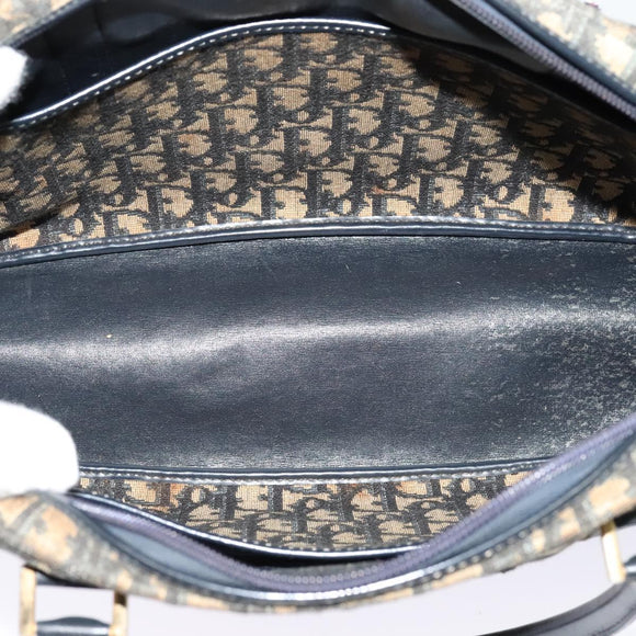 Christian Dior Trotter Canvas Hand Bag Navy Gold Auth 122491