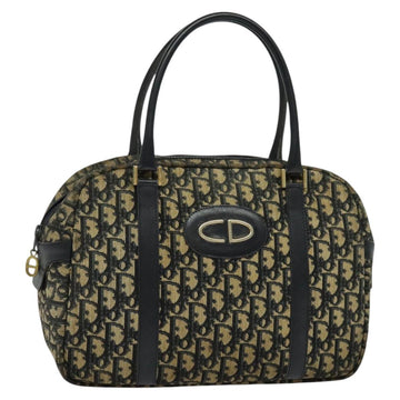 Christian Dior Trotter Canvas Hand Bag Navy Gold Auth 122491