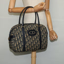 Christian Dior Trotter Canvas Hand Bag Navy Gold Auth 122491-20