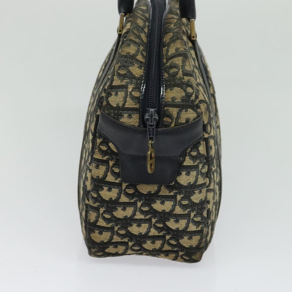 Christian Dior Trotter Canvas Hand Bag Navy Gold Auth 122491