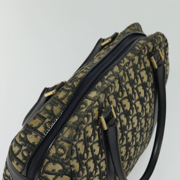 Christian Dior Trotter Canvas Hand Bag Navy Gold Auth 122491