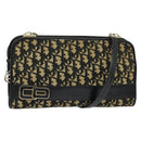 Christian Dior Trotter Canvas Shoulder Bag Navy Gold Auth 122509-1