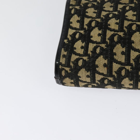 Christian Dior Trotter Canvas Shoulder Bag Navy Gold Auth 122509