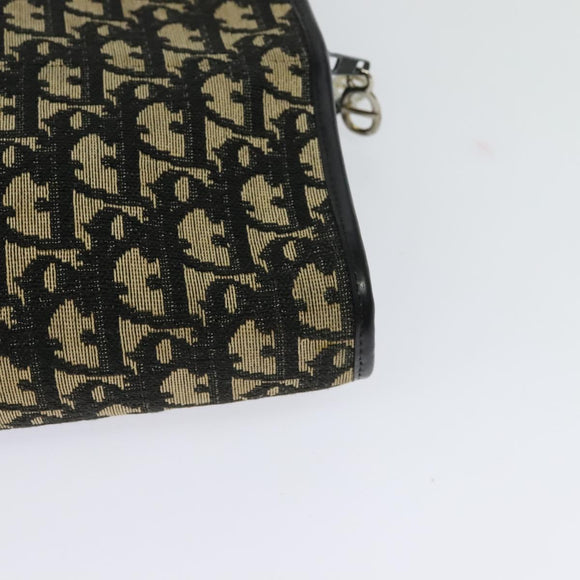 Christian Dior Trotter Canvas Shoulder Bag Navy Gold Auth 122509