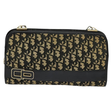 Christian Dior Trotter Canvas Shoulder Bag Navy Gold Auth 122509 - 0