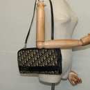 Christian Dior Trotter Canvas Shoulder Bag Navy Gold Auth 122509-21