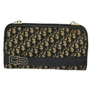 Christian Dior Trotter Canvas Shoulder Bag Navy Gold Auth 122509-13