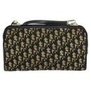 Christian Dior Trotter Canvas Shoulder Bag Navy Gold Auth 122509-3