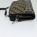 Christian Dior Trotter Canvas Shoulder Bag Navy Gold Auth 122509-4
