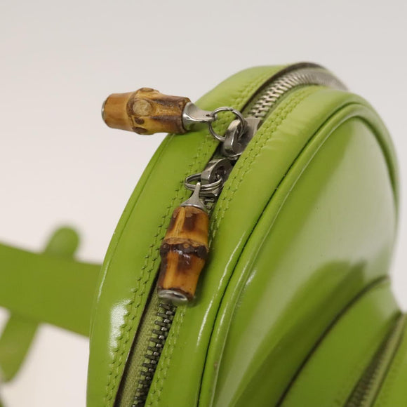 GUCCI Bamboo Body Bag Patent leather Green Auth 122510