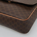 CELINE Macadam Canvas Shoulder Bag PVC Leather Brown Gold Auth 122540-9