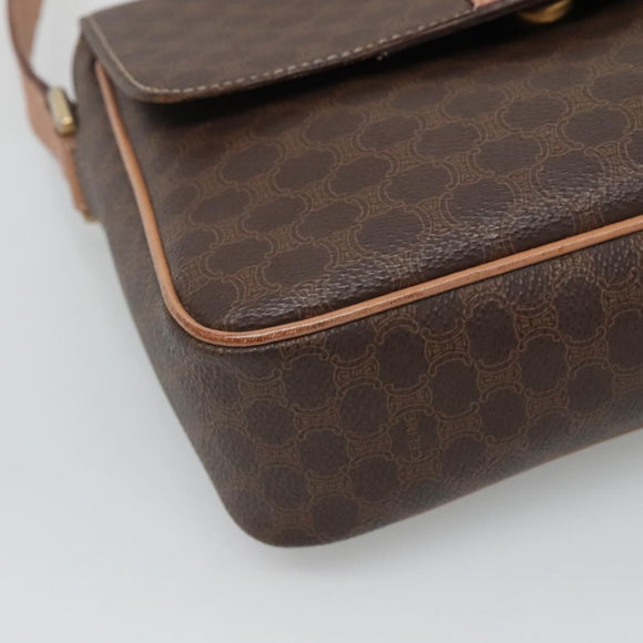 CELINE Macadam Canvas Shoulder Bag PVC Leather Brown Gold Auth 122540