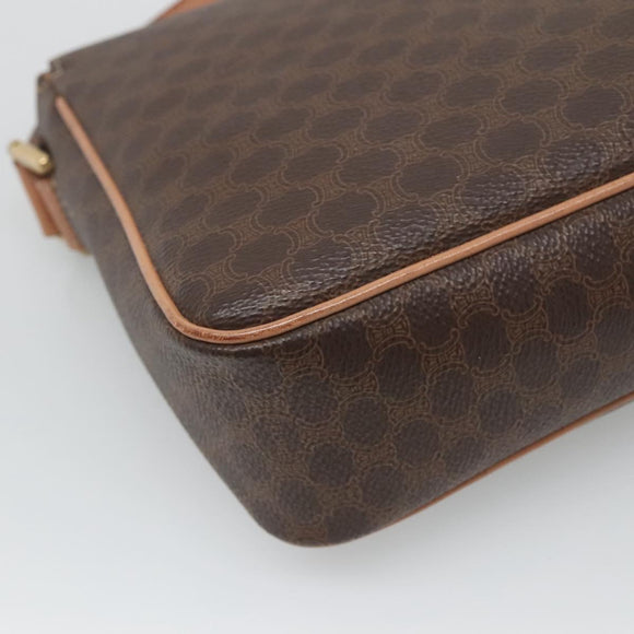 CELINE Macadam Canvas Shoulder Bag PVC Leather Brown Gold Auth 122540