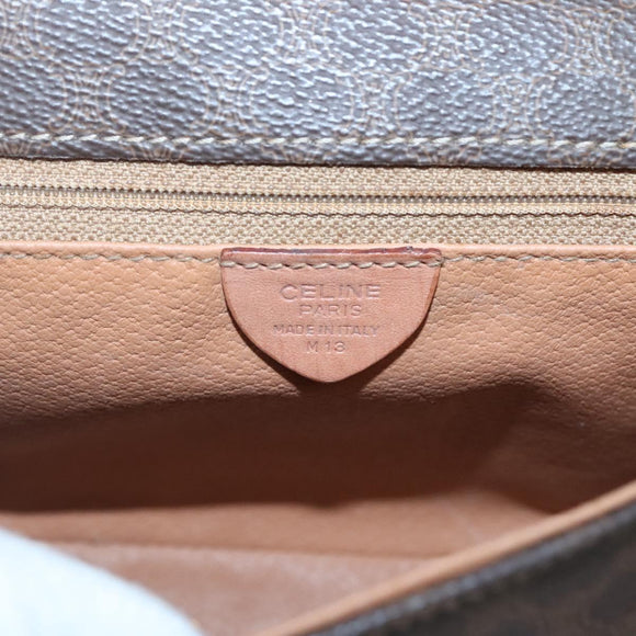 CELINE Macadam Canvas Shoulder Bag PVC Leather Brown Gold Auth 122540