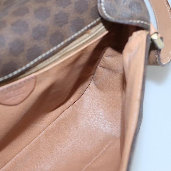 CELINE Macadam Canvas Shoulder Bag PVC Leather Brown Gold Auth 122540