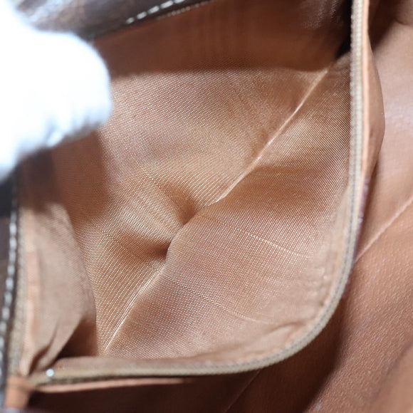 CELINE Macadam Canvas Shoulder Bag PVC Leather Brown Gold Auth 122540