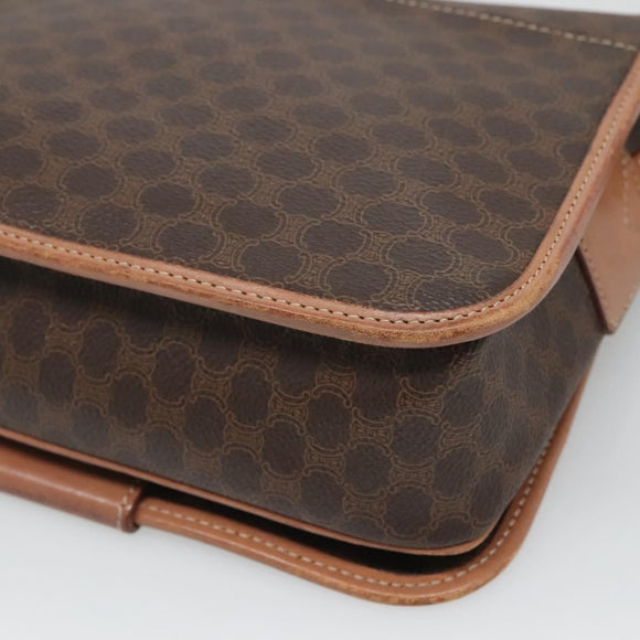 CELINE Macadam Canvas Shoulder Bag PVC Leather Brown Gold Auth 122541