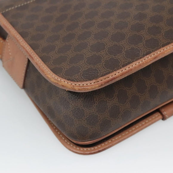 CELINE Macadam Canvas Shoulder Bag PVC Leather Brown Gold Auth 122541