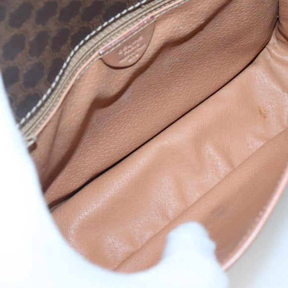 CELINE Macadam Canvas Shoulder Bag PVC Leather Brown Gold Auth 122541