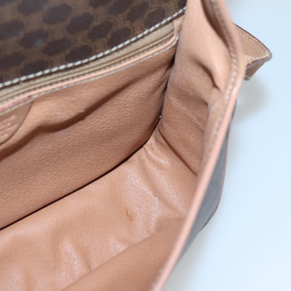 CELINE Macadam Canvas Shoulder Bag PVC Leather Brown Gold Auth 122541