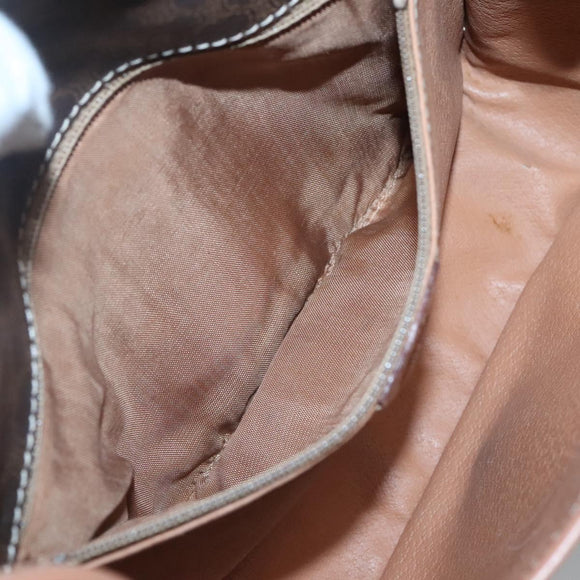 CELINE Macadam Canvas Shoulder Bag PVC Leather Brown Gold Auth 122541