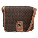 CELINE Macadam Canvas Shoulder Bag PVC Leather Brown Gold Auth 122541-1