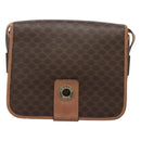 CELINE Macadam Canvas Shoulder Bag PVC Leather Brown Gold Auth 122541-13