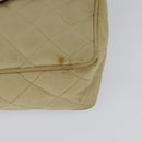 CHANEL Matelasse Chain Shoulder Bag Satin Beige Gold CC Auth 122544-9