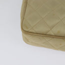 CHANEL Matelasse Chain Shoulder Bag Satin Beige Gold CC Auth 122544-15