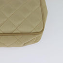CHANEL Matelasse Chain Shoulder Bag Satin Beige Gold CC Auth 122544-16
