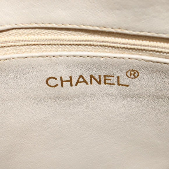 CHANEL Matelasse Chain Shoulder Bag Satin Beige Gold CC Auth 122544