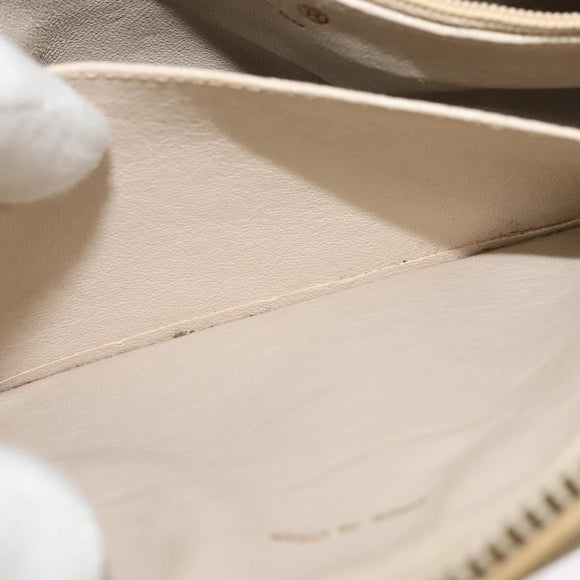 CHANEL Matelasse Chain Shoulder Bag Satin Beige Gold CC Auth 122544