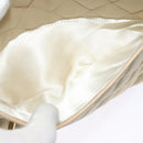 CHANEL Matelasse Chain Shoulder Bag Satin Beige Gold CC Auth 122544-23