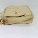 CHANEL Matelasse Chain Shoulder Bag Satin Beige Gold CC Auth 122544-3
