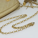 CHANEL Matelasse Chain Shoulder Bag Satin Beige Gold CC Auth 122544-7