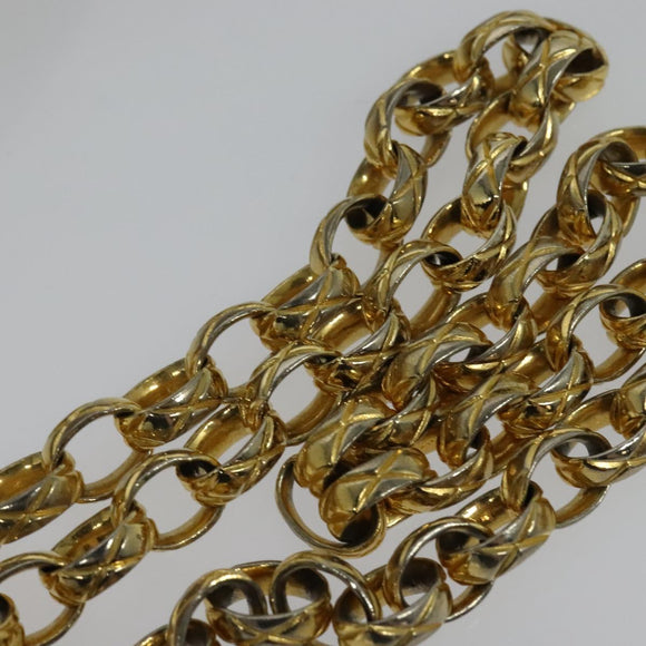 CHANEL Matelasse Chain Shoulder Bag Satin Beige Gold CC Auth 122544