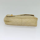 CHANEL Matelasse Chain Shoulder Bag Satin Beige Gold CC Auth 122544-5