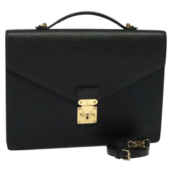 LOUIS VUITTON Epi Porte Documents Bandouliere Black M54462 LV Auth 122570