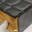 CHANEL Choco Bar Chain Shoulder Bag Patent leather Black CC Auth 122608-17